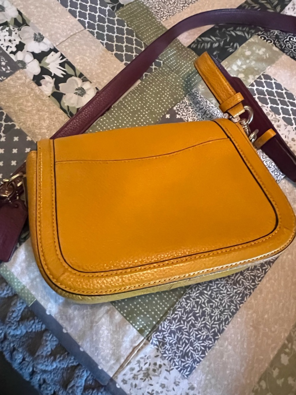 Coach Mustard Yellow Pebbled Leather Crossbody and Wallet Set - Picture 3 of 6